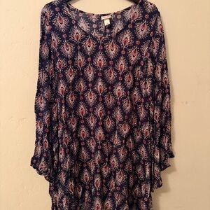 Navy Blue Paisley Boho Women's Top